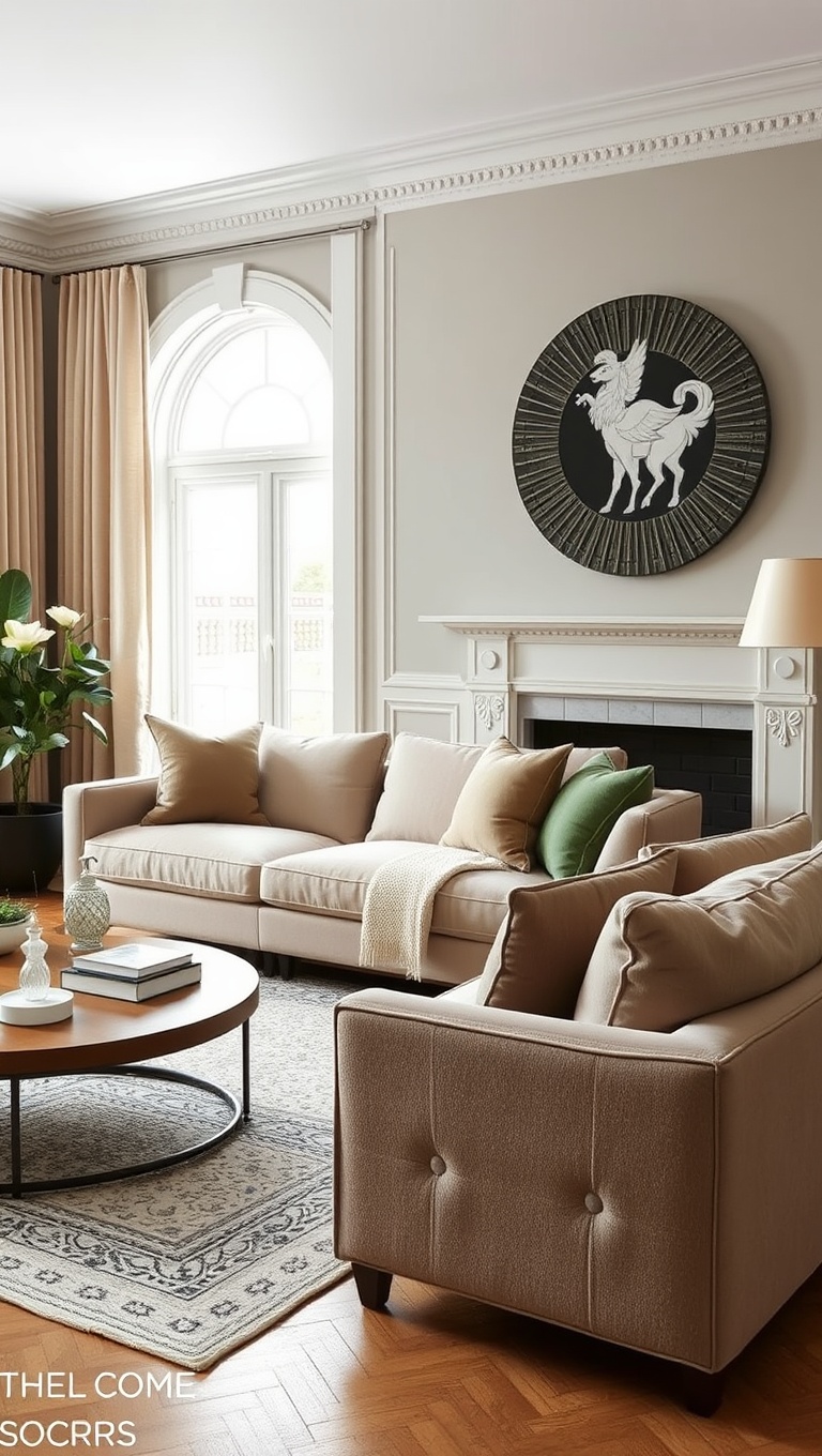 20 Chic Ideas to Elevate Your Neutral Living Room - 19. Muted Accent Colors: Soft Blush or Sage Greens