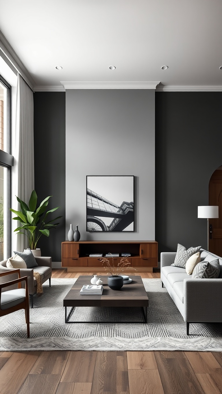 20 Chic Ideas to Elevate Your Neutral Living Room - 10. Bold Contrast: Darker Shades for Depth