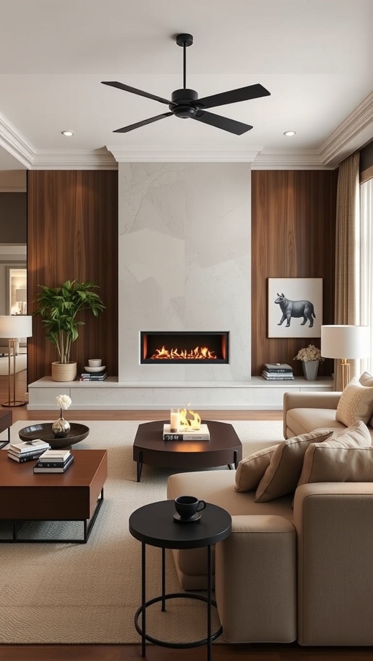 20 Chic Ideas to Elevate Your Neutral Living Room - 18. Cozy Fireplaces: The Heart of the Living Room
