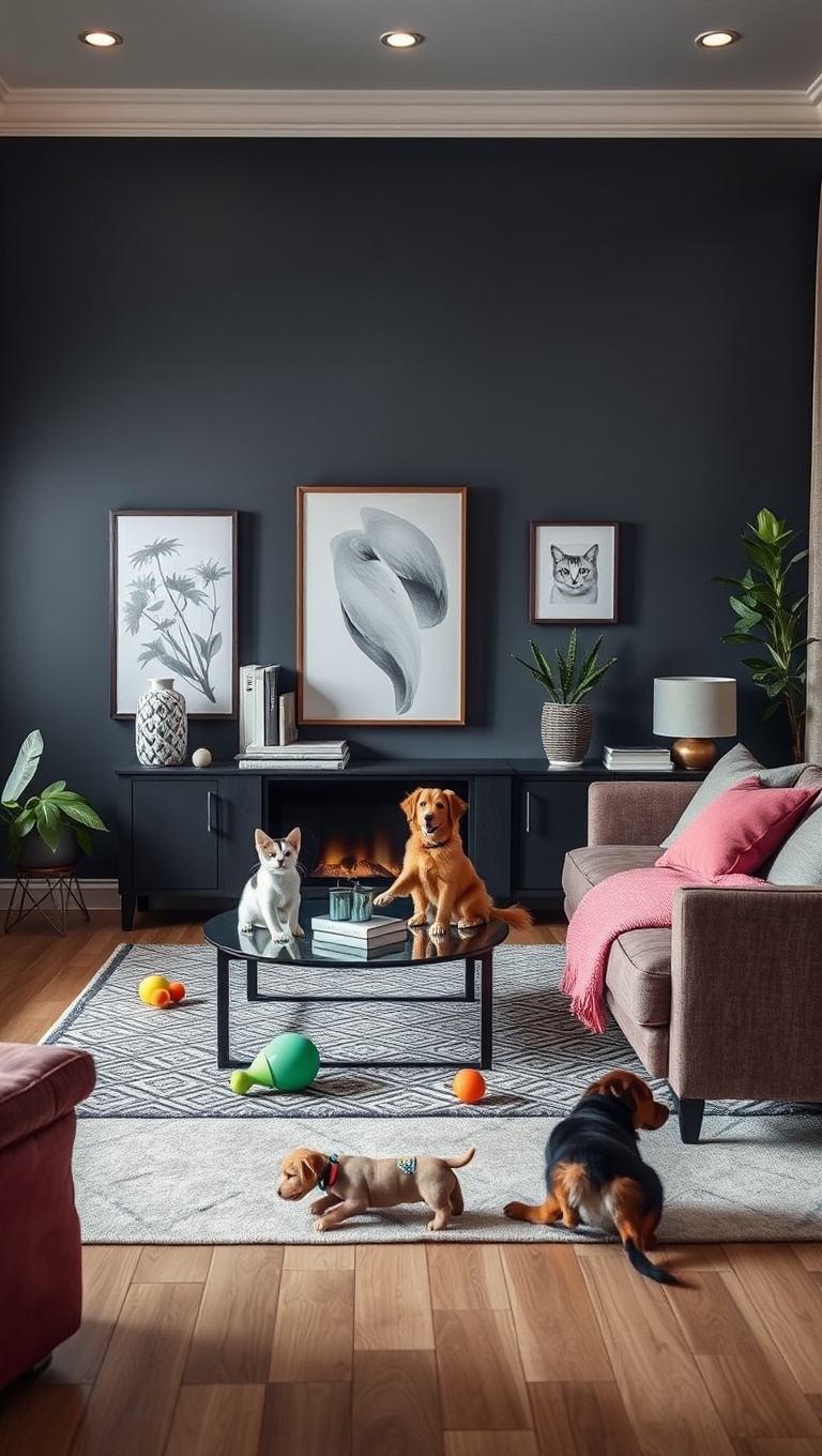 20 Pawsitively Stylish Ideas for a Pet-Friendly Living Room - Incorporate Pet Toys into Home Decor