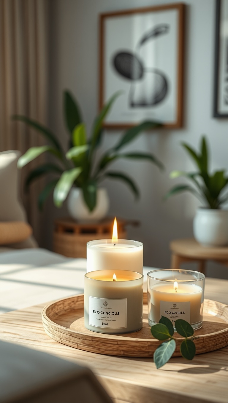 20 Fabulous Ideas for Sustainable Living Room Decor - Eco-Conscious Candles: Light Up with Natural Scents