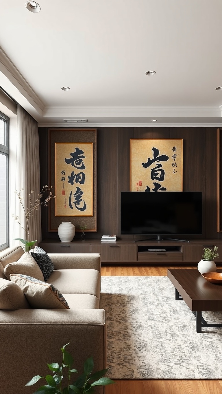 20 Inspiring Ideas for Your Traditional Asian-Inspired Living Room - 9. Calligraphy Art: Add Personality and Culture