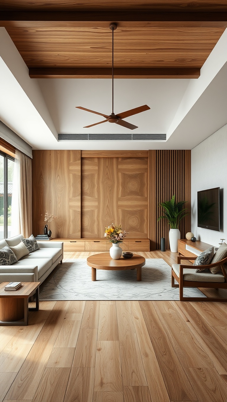 20 Inspiring Ideas for Your Traditional Asian-Inspired Living Room - 15. Natural Wood Finishes: Connect with Nature