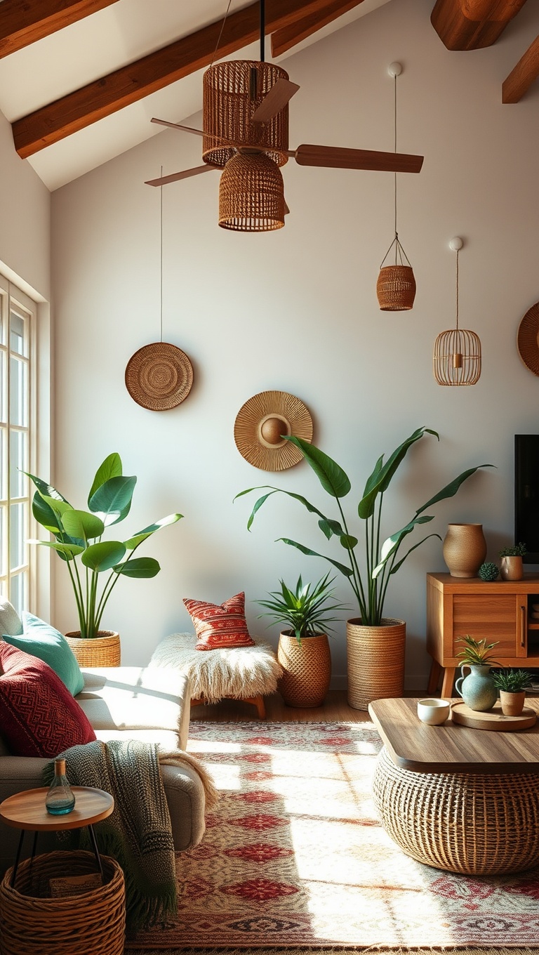 20 Tropical Bohemian Living Room Ideas to Brighten Your Space - 20. Personalize with Handmade and DIY Decor Items
