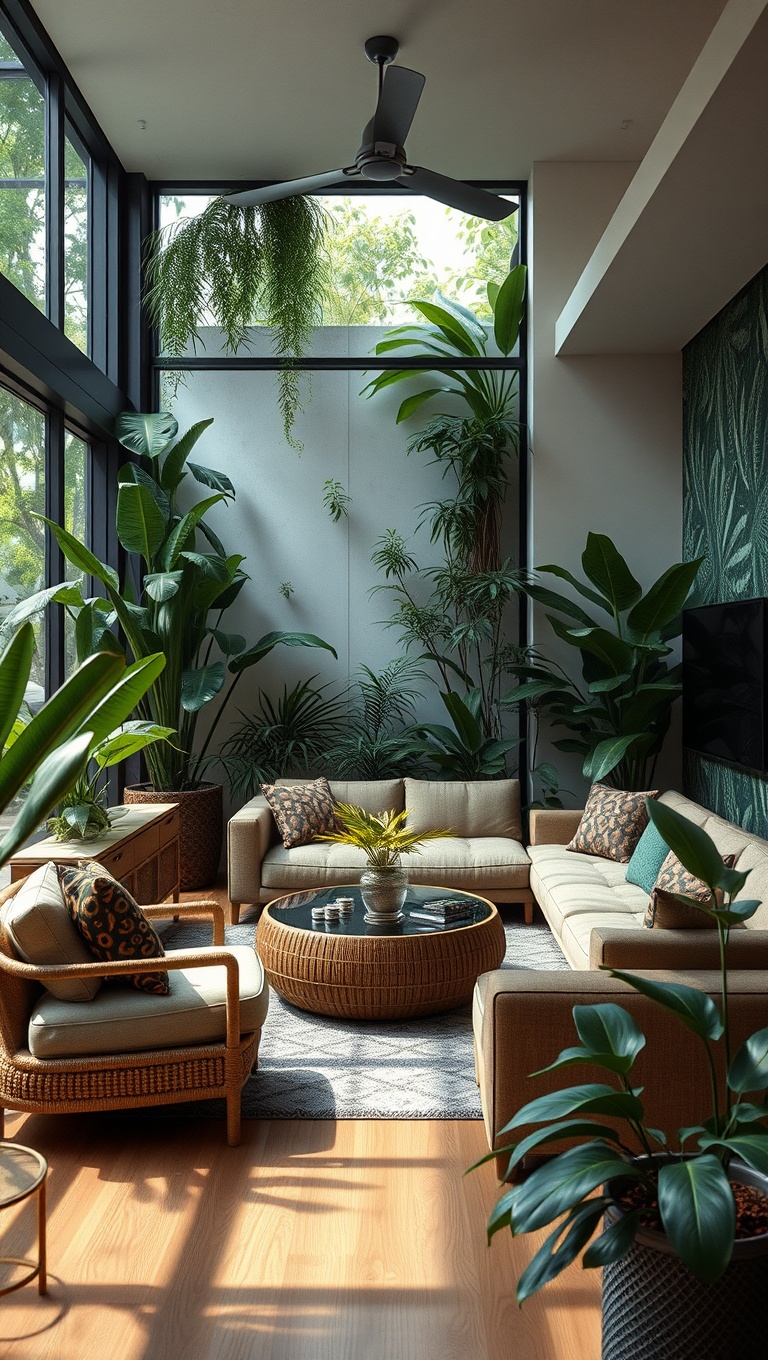20 Lush Ideas for Creating Your Urban Jungle Living Room - Mix Indoor and Outdoor Styles