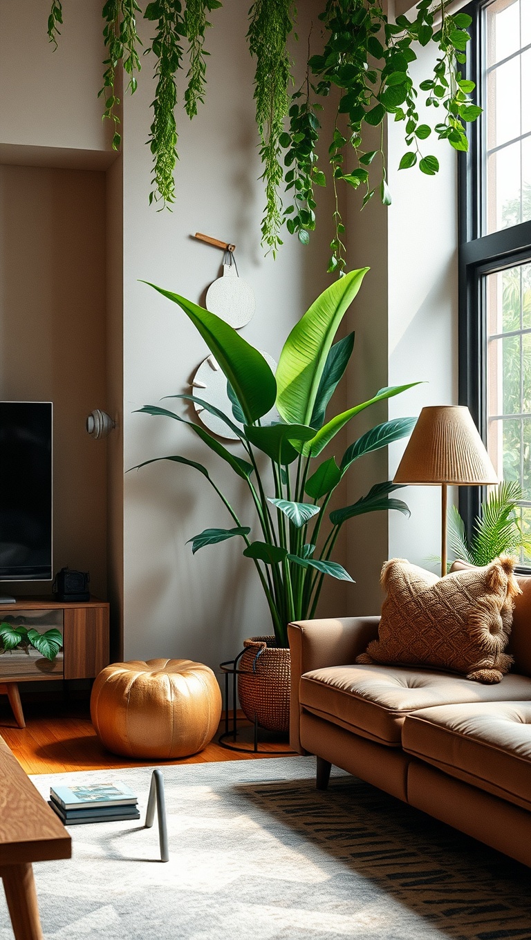 20 Lush Ideas for Creating Your Urban Jungle Living Room - Incorporate a Statement Plant