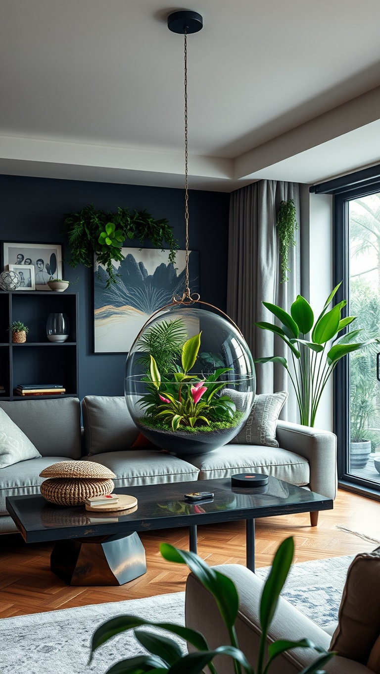 20 Lush Ideas for Creating Your Urban Jungle Living Room - Incorporate a Terrarium as Living Art
