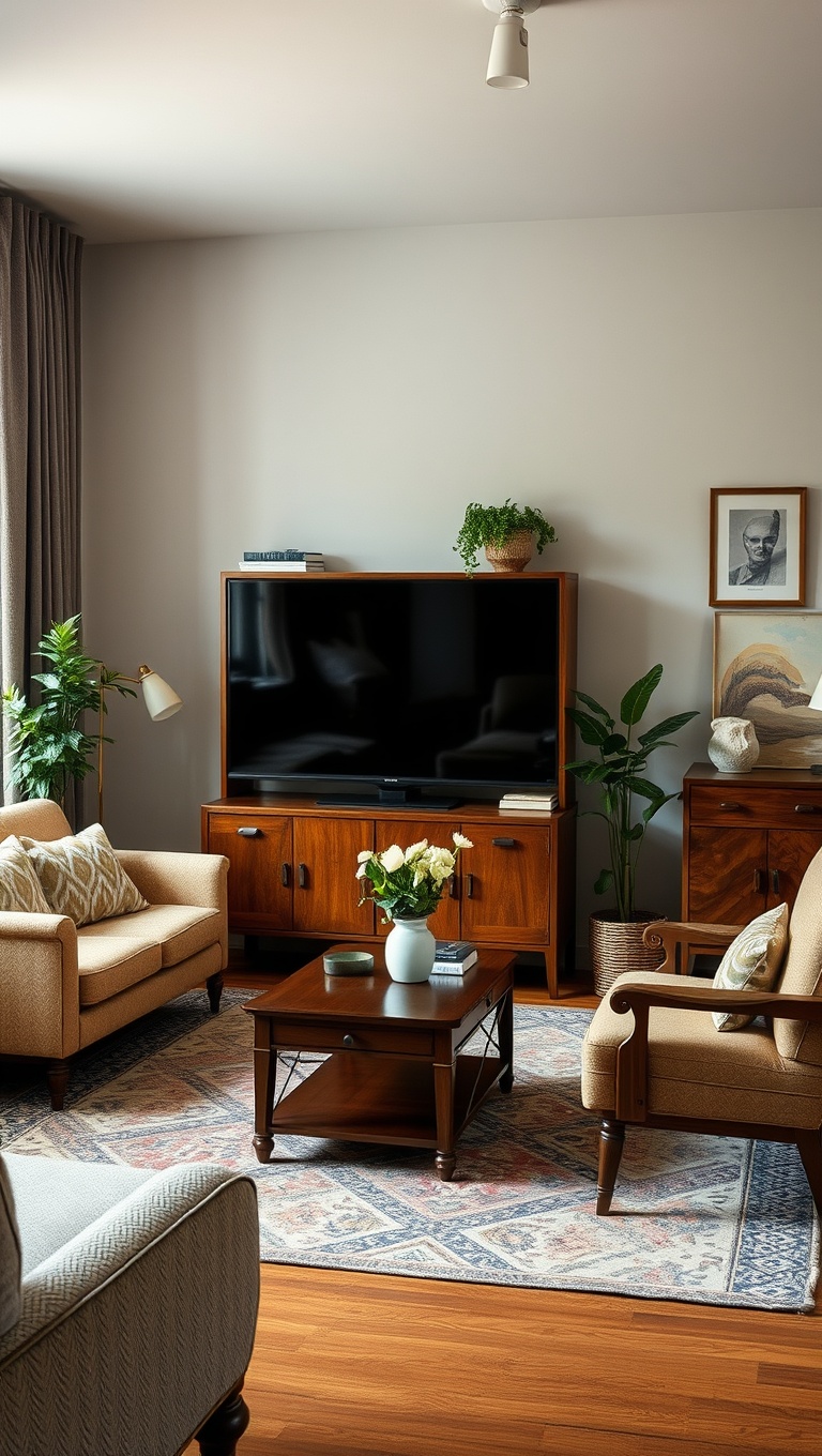 20 Charming Ideas for a Vintage Inspired Eclectic Living Room - 1. Mix and Match Furniture Styles