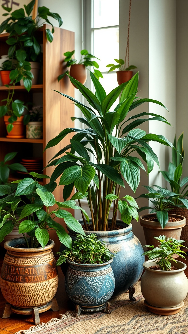 20 Charming Ideas for a Vintage Inspired Eclectic Living Room - 15. Embrace the Green: Houseplants & Vintage Pots