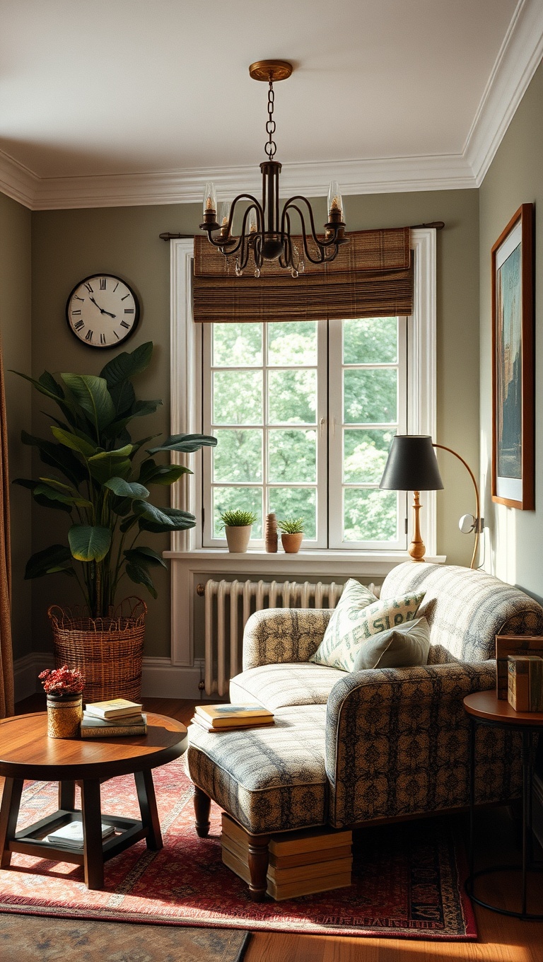 20 Charming Ideas for a Vintage Inspired Eclectic Living Room - 12. Cozy Nook: Reading Corner with Flair