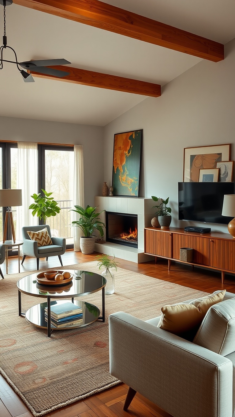 20 Fabulous Ideas to Style Your Vintage Mid-Century Modern Living Room - 16. Utilize Console Tables for Extra Style