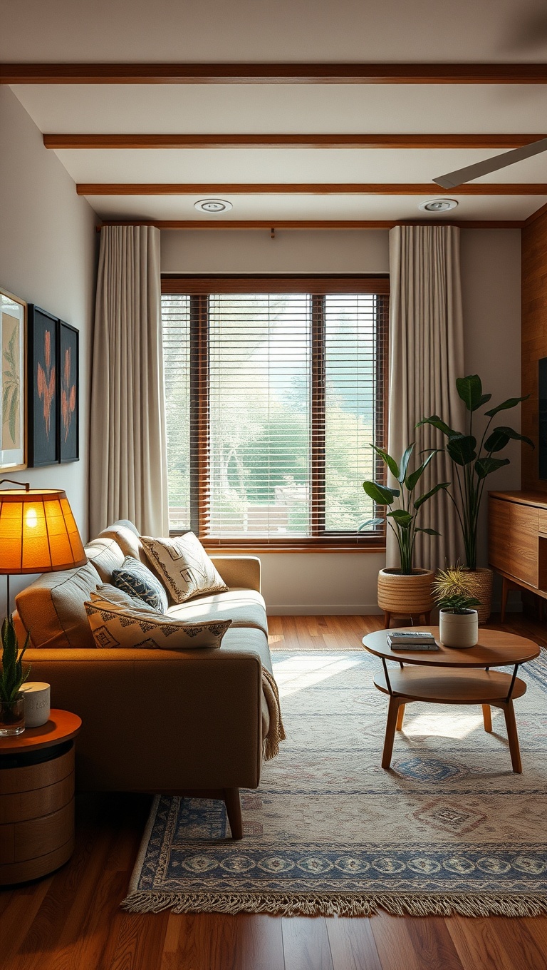 20 Fabulous Ideas to Style Your Vintage Mid-Century Modern Living Room - 6. Incorporate Natural Elements with Wood Accents