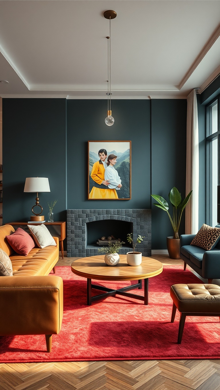 20 Fabulous Ideas to Style Your Vintage Mid-Century Modern Living Room - 3. Mix and Match Textures with Velvet and Leather