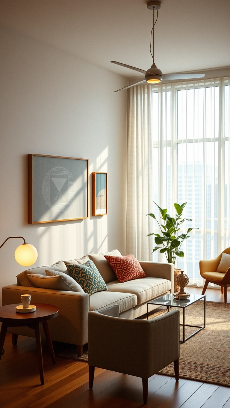 20 Fabulous Ideas to Style Your Vintage Mid-Century Modern Living Room - 7. Opt for Minimalist Light Fixtures