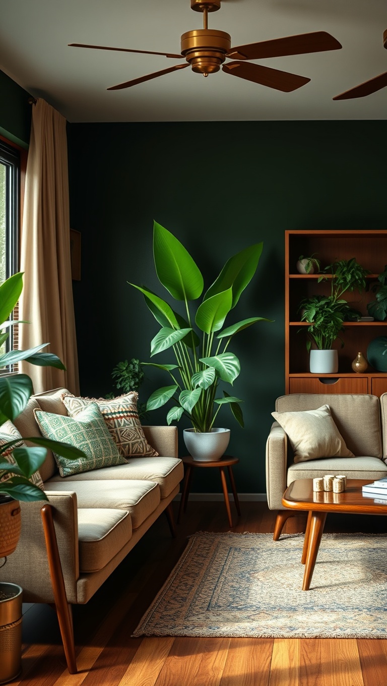 20 Fabulous Ideas to Style Your Vintage Mid-Century Modern Living Room - 13. Bring in Plants for a Fresh Look