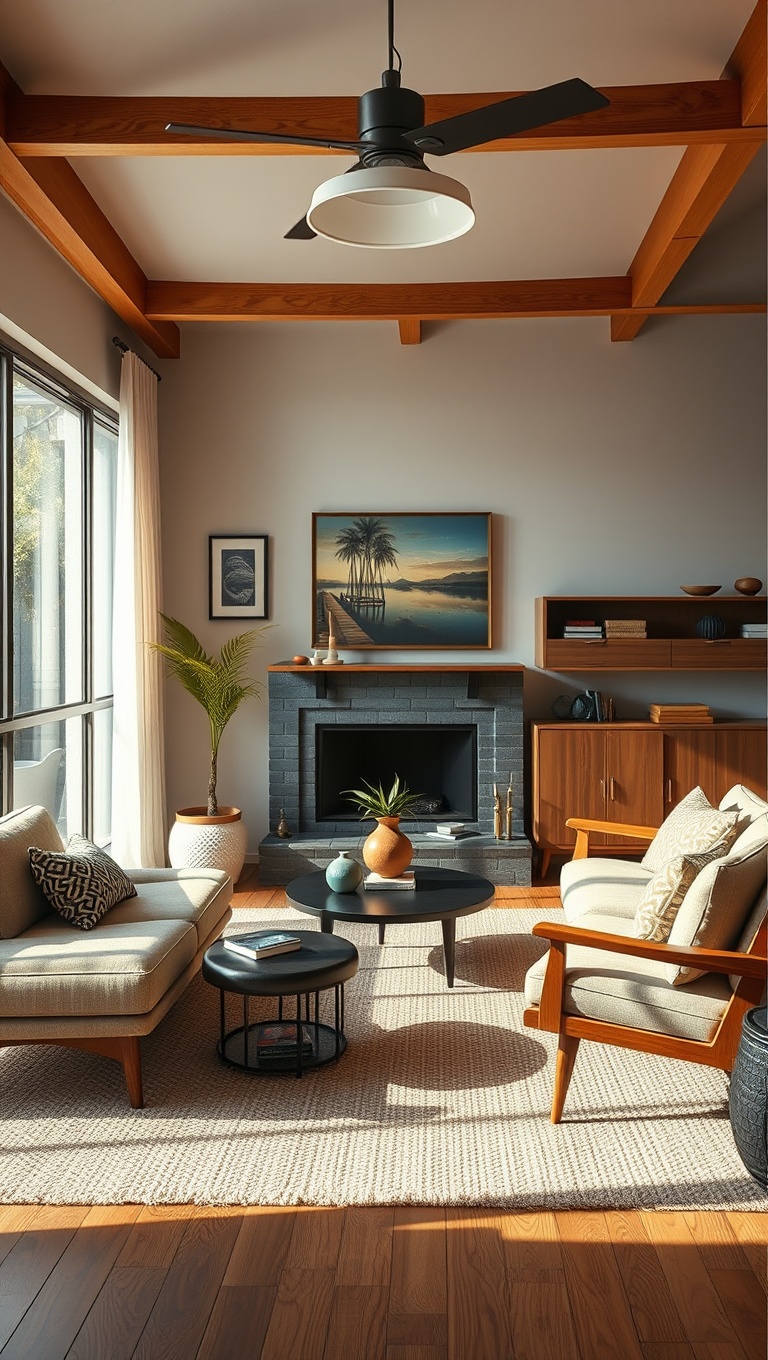 20 Fabulous Ideas to Style Your Vintage Mid-Century Modern Living Room - 12. Use Low Profile Furniture for an Open Feel