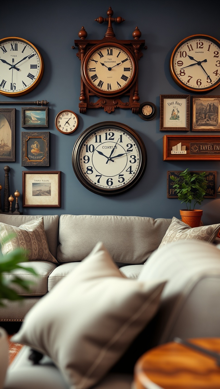 20 Enchanting Ideas for a Vintage Travel Themed Living Room - 15. Travel-inspired Wall Clock