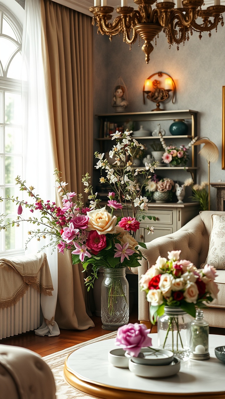 20 Enchanting Ideas for a Whimsical Fairy Tale Living Room - 9. Charming Floral Arrangements