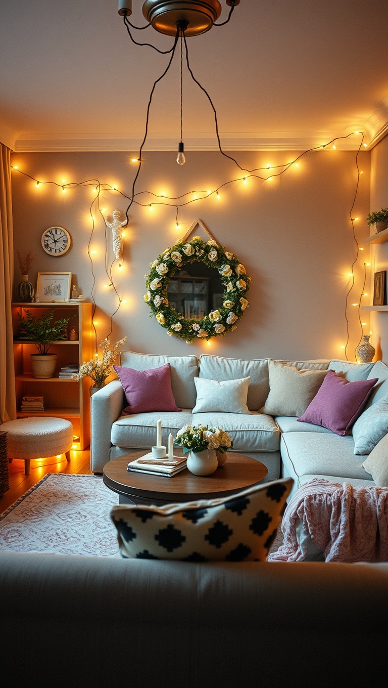 20 Enchanting Ideas for a Whimsical Fairy Tale Living Room - 3. Fairy Lights Galore