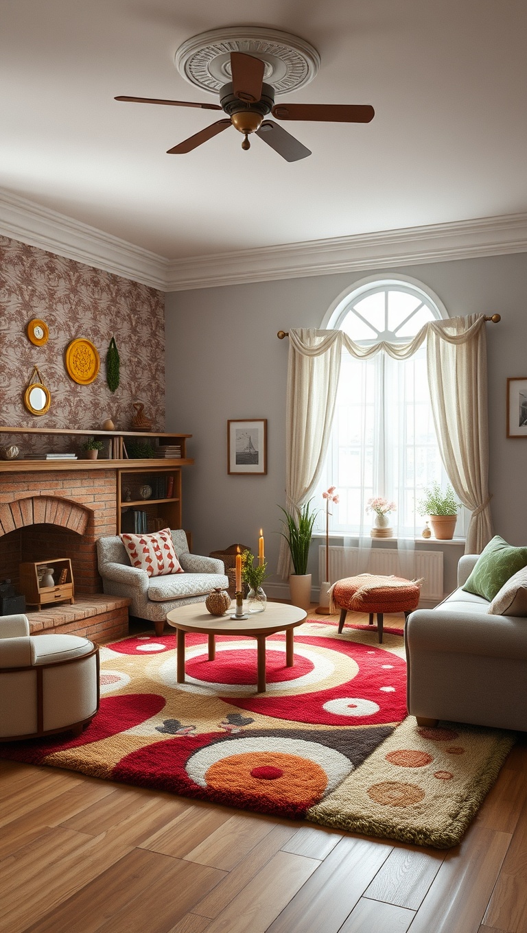 20 Enchanting Ideas for a Whimsical Fairy Tale Living Room - 12. Playful Area Rugs