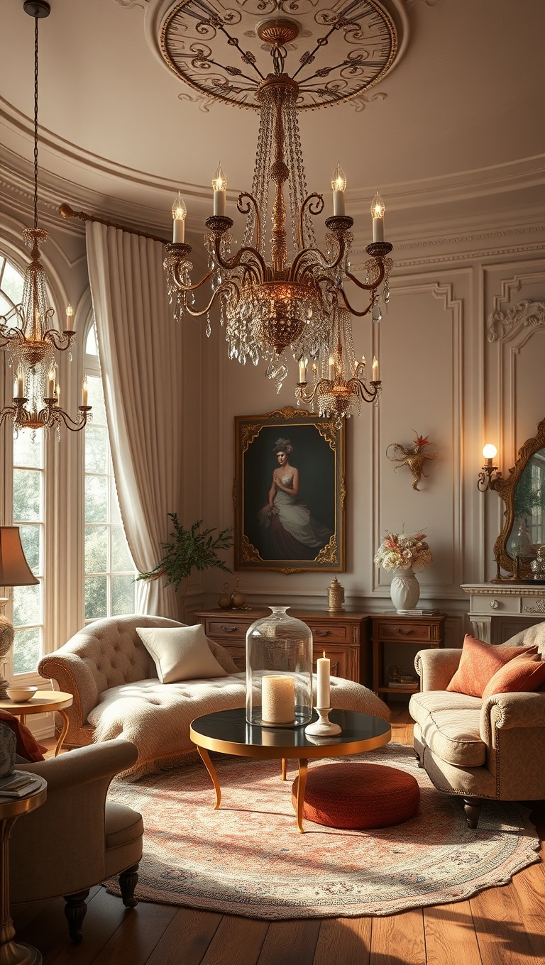 20 Enchanting Ideas for a Whimsical Fairy Tale Living Room - 11. Sparkling Chandeliers and Fixtures